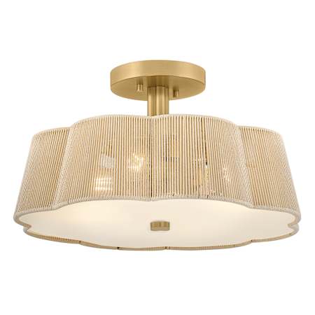 Hinkley Lighting Sasha 4 Light 18" Wide Semi-Flush Drum Ceiling Fixture Lacquered Brass