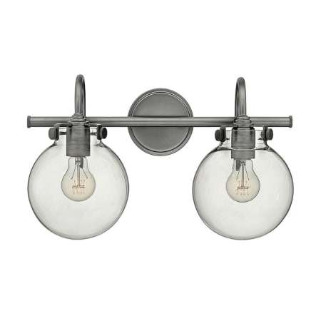 Hinkley Lighting Congress 2 Light 19" Wide Bathroom Vanity Light with Clear Globe Shades Antique Nickel