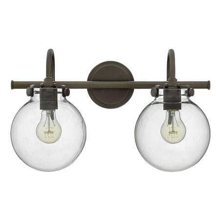 Hinkley Lighting Congress 2 Light 19" Wide Bathroom Vanity Light with Clear Globe Shades Oil Rubbed Bronze