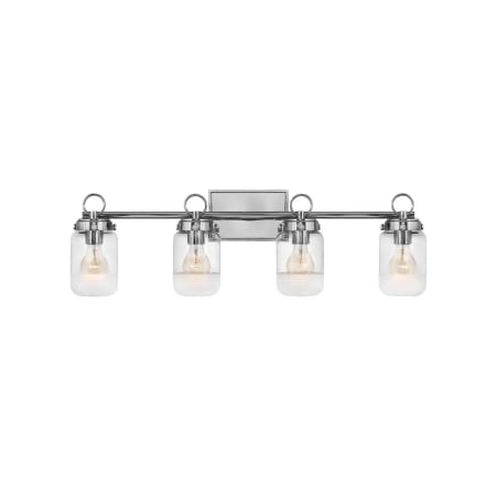 Hinkley Lighting Penley 4 Light 30" Wide Bathroom Vanity Light with Partly Etched Glass Shades Polished Nickel