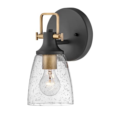 Hinkley Lighting Easton 11" Tall Bathroom Sconce with Seedy Glass Shade Black