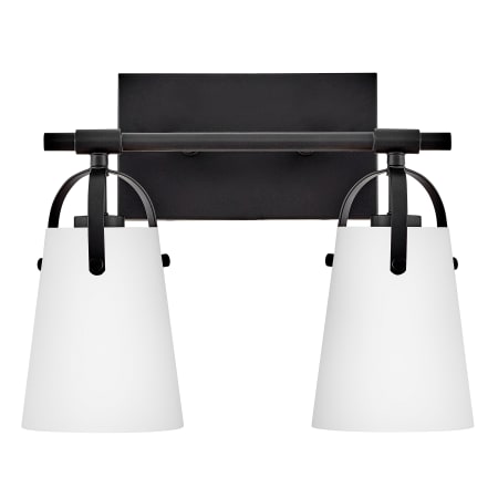 Hinkley Lighting Foster 2 Light 14" Wide Vanity Light with Etched Opal Glass Black