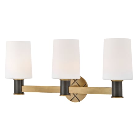 Hinkley Lighting Declan 3 Light 25" Wide Vanity Light with Etched Opal Glass Heritage Brass / Black Oxide