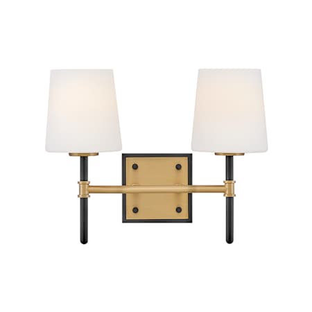 Hinkley Lighting Saunders 2 Light 14" Wide Vanity Light Black / Lacquered Brass