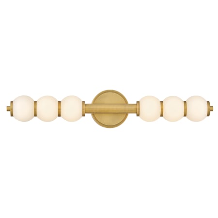 Hinkley Lighting Trigo 2 Light 31" Wide LED Vanity Light with Etched Opal Glass Shades Lacquered Brass