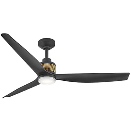 Hinkley Lighting Oris 52" 3 Blade Indoor / Outdoor Smart LED Ceiling Fan Matte Black / Heritage Brass