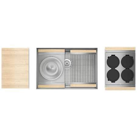 Home Refinements by Julien Smart Station 28-1/2" x 19-5/8" Undermount Single Basin Stainless Steel Kitchen Sink with Basin Rack, Colander, Cutting Board and Drain Board Stainless Steel