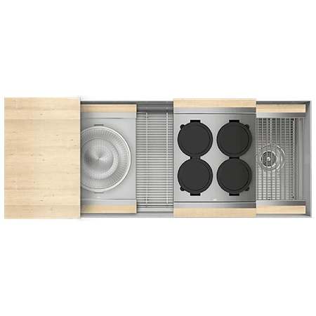 Home Refinements by Julien Smart Station 49-1/2" x 19-5/8" Undermount Single Basin Stainless Steel Kitchen Sink with Basin Rack, Colander, Cutting Board and Drain Board Stainless Steel