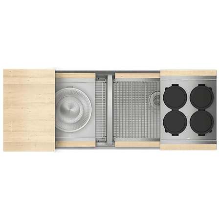 Home Refinements by Julien Smart Station 50-1/2" x 19-5/8" Undermount Double Basin Stainless Steel Kitchen Sink with Basin Rack, Colander, Cutting Board and Drain Board Stainless Steel