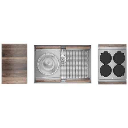 Home Refinements by Julien Smart Station 28-1/2" Undermount Single Basin Stainless Steel Kitchen Sink with Basin Rack, Colander, Cutting Board and Drain Board Stainless Steel