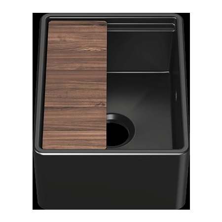 Home Refinements by Julien Fira 15" Undermount Single Basin Fireclay Bar Sink with Cutting Board Matte Black