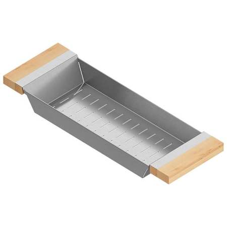 Home Refinements by Julien 18" x 6" x 2-1/4" Stainless Steel Colander Stainless Steel / Maple