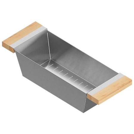 Home Refinements by Julien 17" x 6" x 4-1/4" Stainless Steel Colander Stainless Steel / Maple