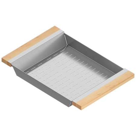 Home Refinements by Julien 18" x 12" x 2-1/4" Stainless Steel Colander Stainless Steel / Maple
