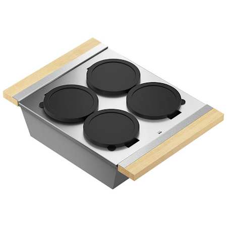 Home Refinements by Julien 17" Serving Bin with 4 Bowls Stainless Steel / Maple