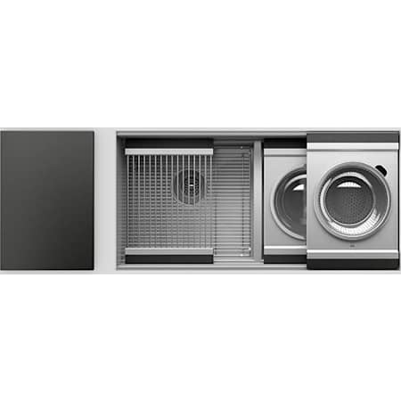 Home Refinements by Julien SmartStation 38-1/2" Undermount Double Basin Stainless Steel Kitchen Sink with Basin Rack, Colander and Cutting Board Stainless Steel / Black