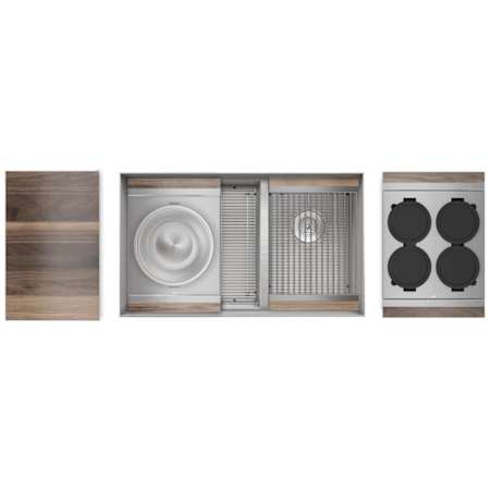 Home Refinements by Julien Smart Station 32-1/2" Undermount Double Basin Stainless Steel Kitchen Sink with Basin Rack, Colander, Cutting Board and Drain Board Stainless Steel