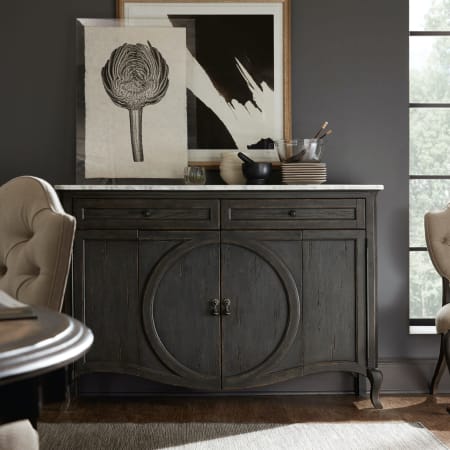 Hooker Furniture Melange 62" Wide Designer Living Room Credenza Media Console with Cabriole Legs Painted Charcoal
