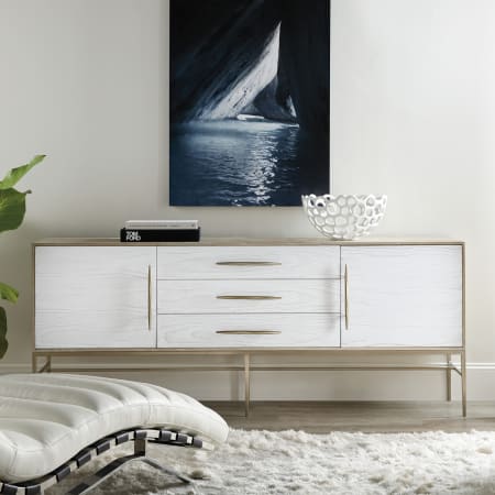 Hooker Furniture Cascade 80" Wide Modern Couture Chic Home Entertainment TV Stand Media Console Terrain / White