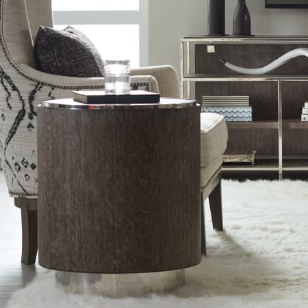 Hooker Furniture Storia 20" Round Urban Casual Round End Table with Nickel Trim Medium Rubberwood