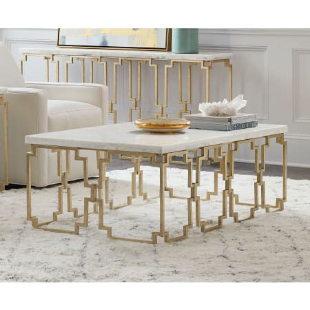 Hooker Furniture Evermore 52" Wide Marble Top Urban Glam Geometric Cocktail Coffee Table Kalala White