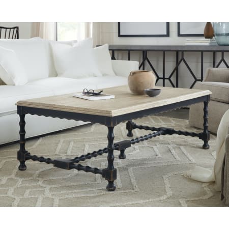 Hooker Furniture Ciao Bella 54" Wide French Italian Farmhouse Style Cocktail Coffee Table Distressed Black / Flaked Cream