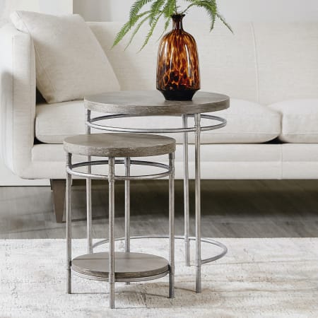 Hooker Furniture Modern Set of 2 Living Room Nesting Tables Golden Natural