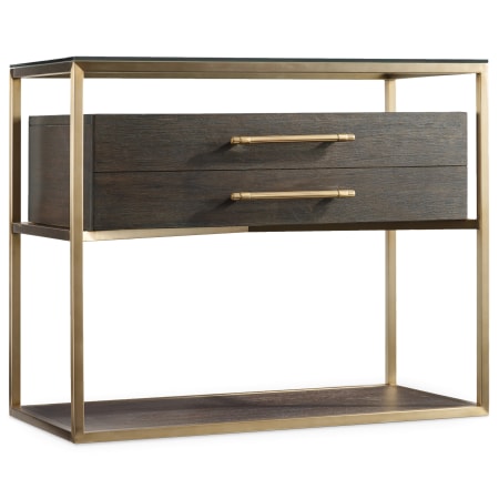 Hooker Furniture Curata 34" Wide White Oak Veneer, Glass, Metal Nightstand Midnight / Brass