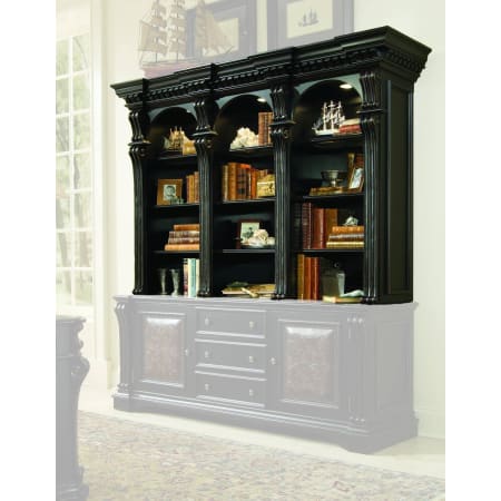 Hooker Furniture 77-1/4 Inch Wide Hardwood Shelving Unit from the Telluride Collection Black with Red Rub-Through