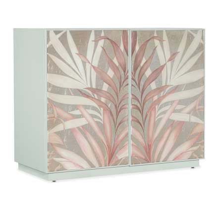 Hooker Furniture Komen 42" Wide Maple Accent Cabinet Mint Green / Gold Leaf