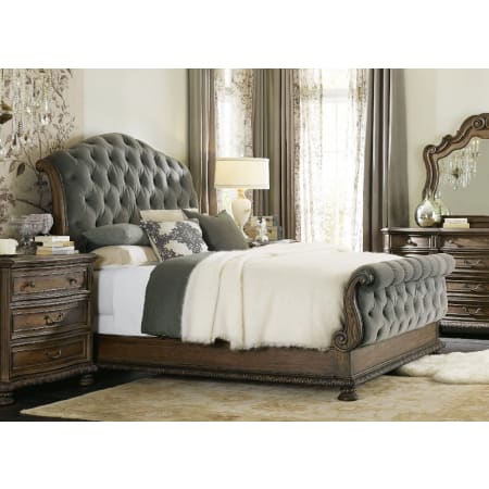 Hooker Furniture Rhapsody 86" Wide Old World California King Grand Tufted Sleigh Bed Deep Fog