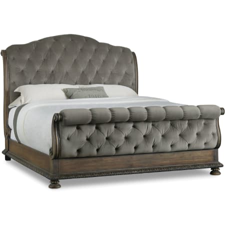 Hooker Furniture Rhapsody Grand King Size Solid Hardwood Framed Upholstered Tufted Bed Rustic Walnut