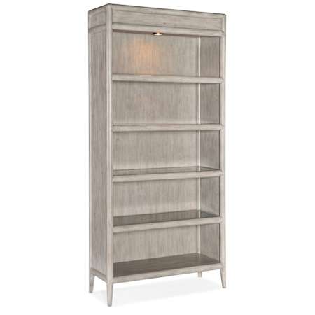 Hooker Furniture Work Your Way 40" Wide 5 Shelf Alder Veneer Bookcase with Puck Light Grey Mink