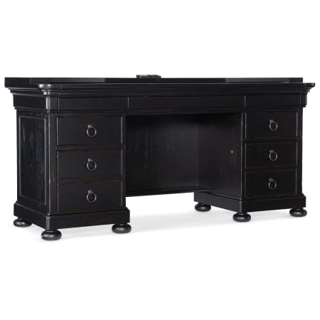 Hooker Furniture Work Your Way 66" Pecan Veneer 7 Drawer Computer Desk with Power Outlet Tuxedo