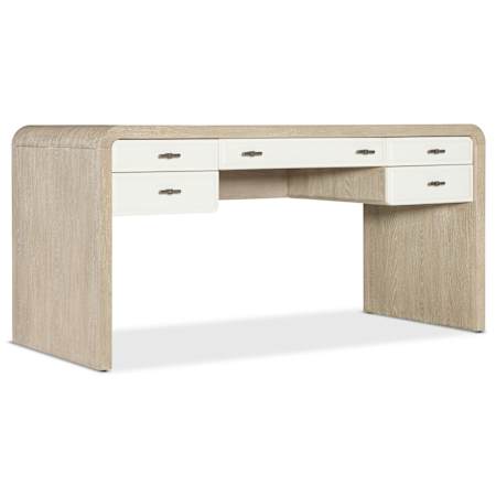 Hooker Furniture Brixton 64" Wood Veneer Top Veneer 5 Drawer Writing Desk Elm / Ivory