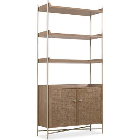 Hooker Furniture Sonnet 40" 2 Door Oak, Cane, and Metal Display Cabinet with Cane Front White Oak / Woven Split Cane / Satin