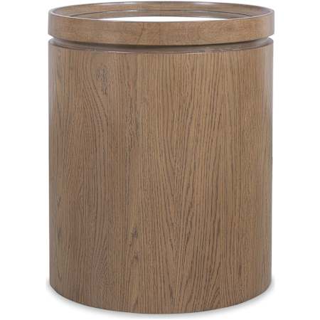 Hooker Furniture Sonnet 20" Diameter Oak and Veneer Table with Glass Top White Oak / Woven Split Cane