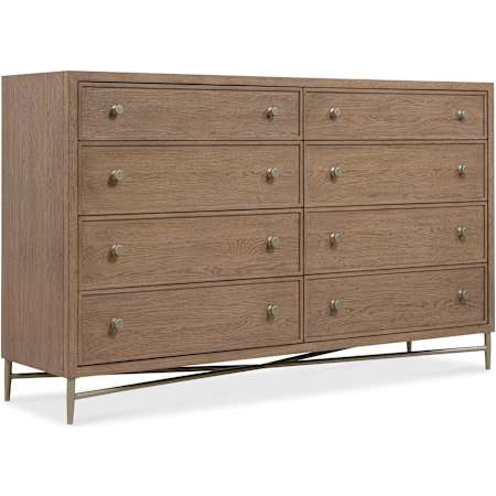 Hooker Furniture Sonnet 68" Wide 8 Drawer White Oak Storage Furniture with Jewelry Tray White Oak / Satin