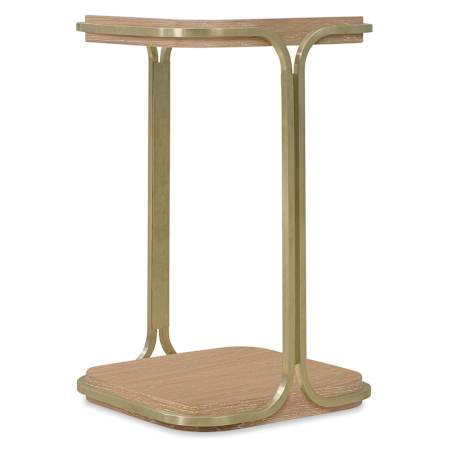 Hooker Furniture Banyon Bay 14" Wide Metal, Veneer, and White Oak Table Desert Oak / Brushed Brass