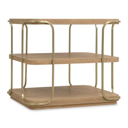 Hooker Furniture Banyon Bay 26" Wide Metal, Veneer, and White Oak Table Desert Oak / Brushed Brass