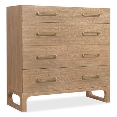 Hooker Furniture Banyon Bay 44" Wide 5 Drawer White Oak Storage Furniture Desert Oak / Brushed Brass