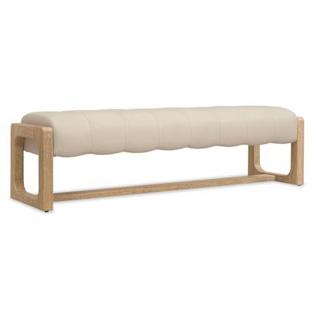 Hooker Furniture Banyon Bay 64" Wide Wood Veneer Framed Leather Bench Desert Oak / Sunbleached