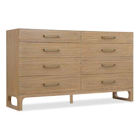 Hooker Furniture Banyon Bay 70" Wide 8 Drawer White Oak Storage Furniture Desert Oak / Brushed Brass