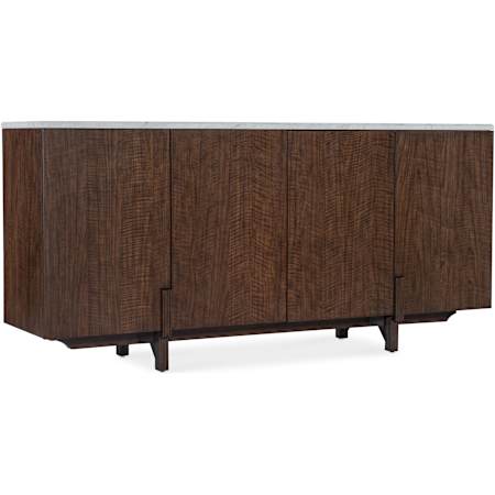 Hooker Furniture Diplomat 76" Wide Walnut Wood Buffet with Soft-Close Hinges Dark Walnut / Gold