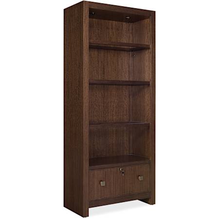 Hooker Furniture Archives 36" Wide Bookcase Classic Walnut / Satin Brass