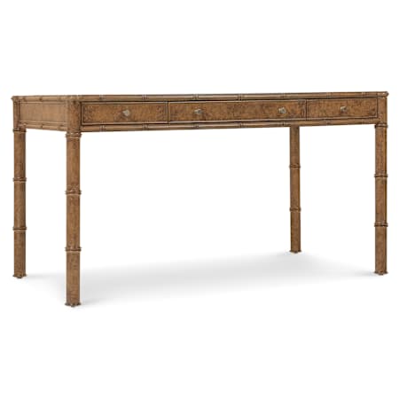 Hooker Furniture Archives 56" Cane, Glass, and Veneer 3 Drawer Writing Desk Medium Wood / Mottled Amber