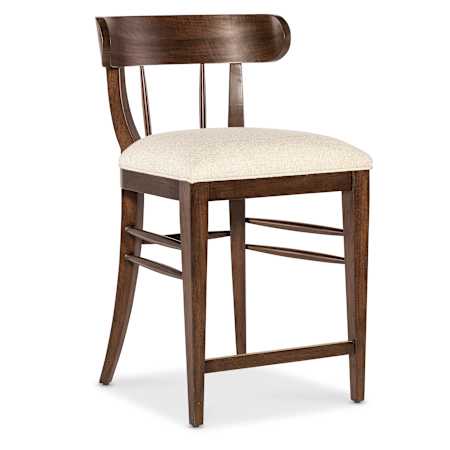 Hooker Furniture Archives 21" Wide Polyester Counter Stool Classic Walnut / Curate Wheat
