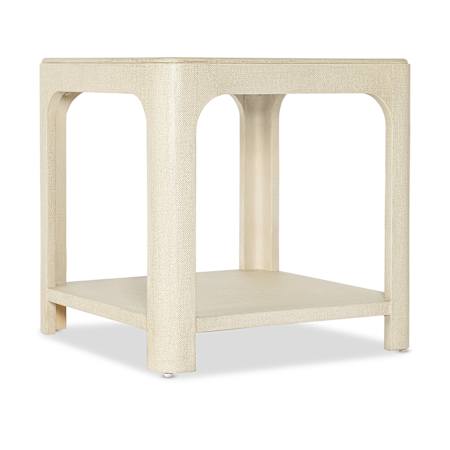 Hooker Furniture Archives 26" Square Raffia and Wood Table Flax / Raffia