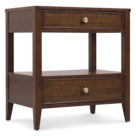 Hooker Furniture Archives 28" Wide Veneer Nightstand Classic Walnut / Satin Brass