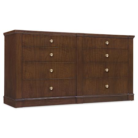 Hooker Furniture Archives 76" Wide 8 Drawer Storage Furniture Classic Walnut / Satin Brass